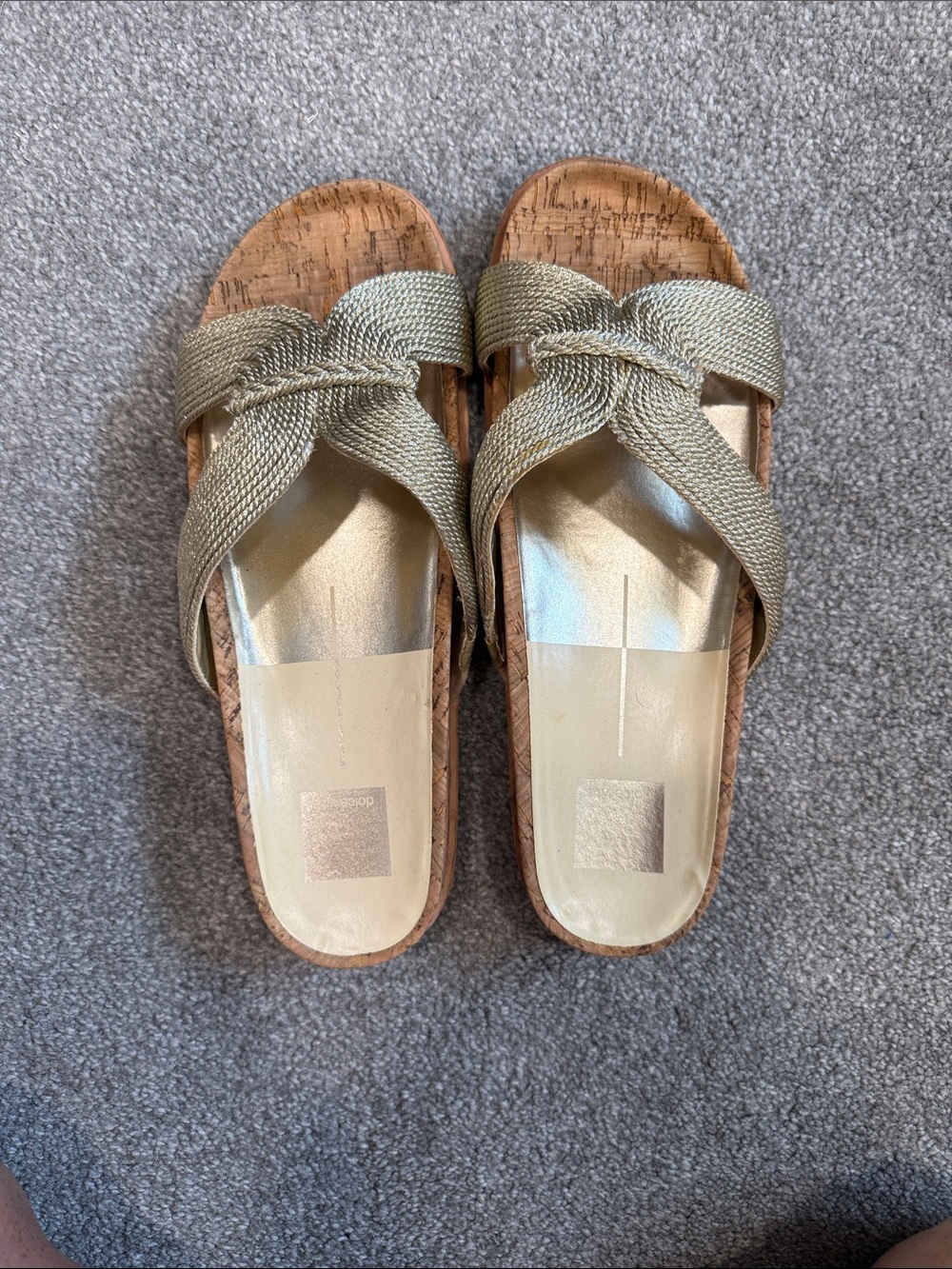 Dolce Vita Metallic Gold Braided Knot Slide Sandals